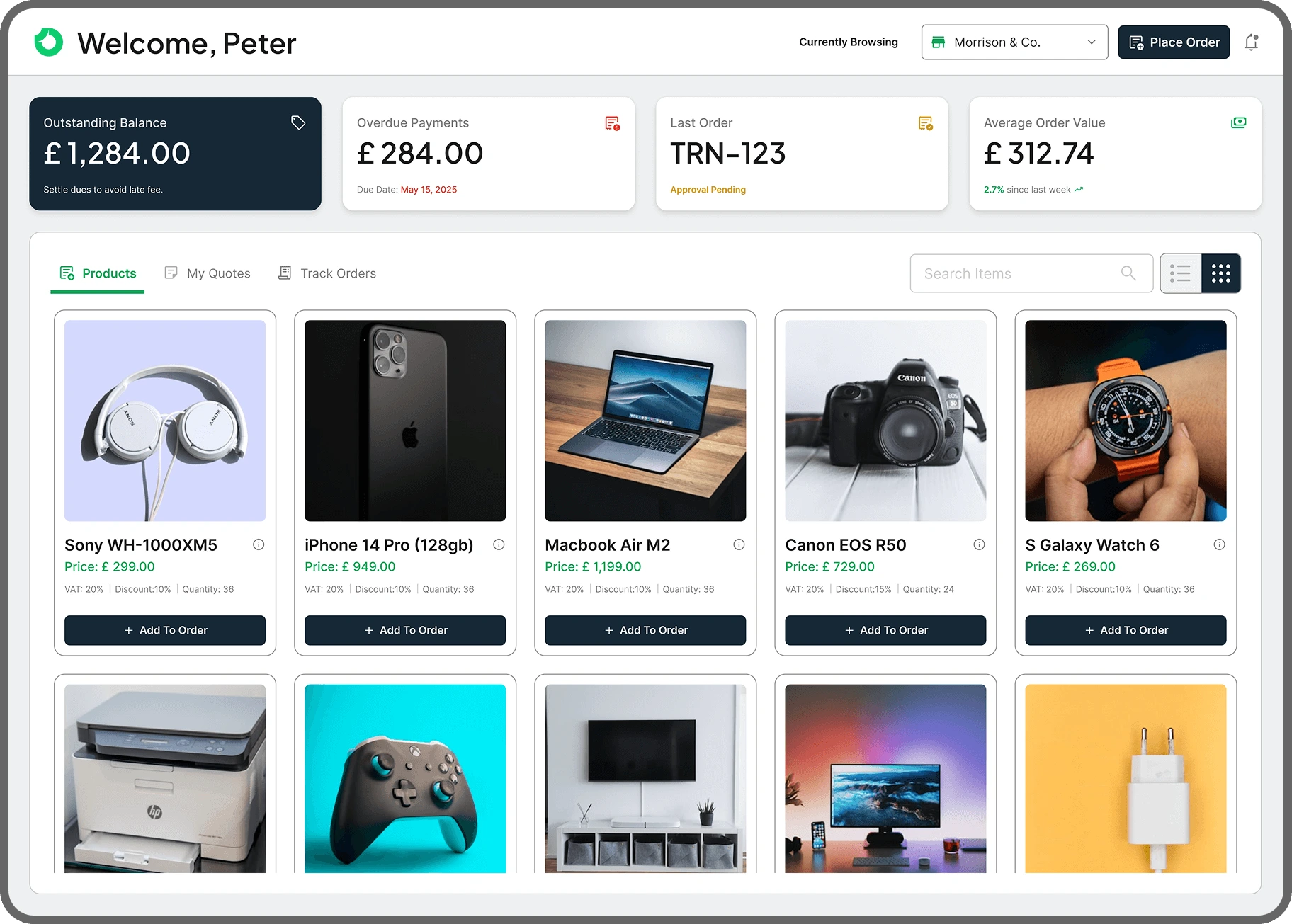 B2B Portal Dashboard