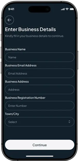 Registration screen